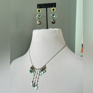 Dainty Tropical Shell Coconut Girl Necklace & Earring Set Y2K Formal Prom Beachy